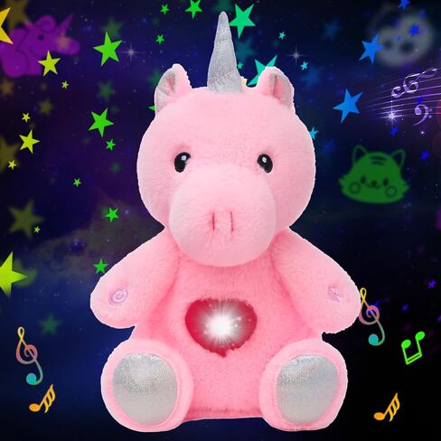 Cuteoy Plush Pink Unicorn Star Projector Musical Adjustable Singing Night Light Stuffed Animals Glowing Plushies Toy Gifts for Kids Birthday Easter Christmas,13'' in Saudi Arabia