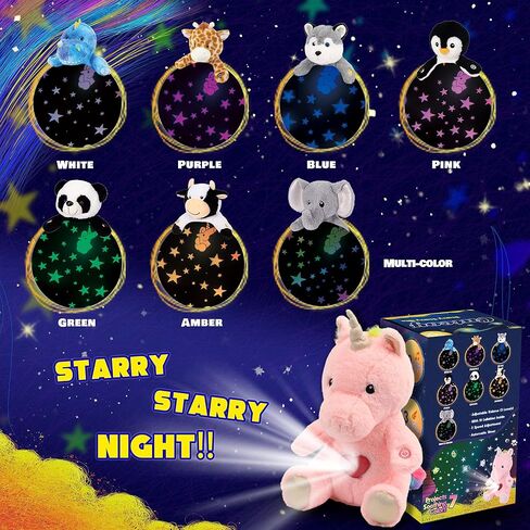 Cuteoy Plush Pink Unicorn Star Projector Musical Adjustable Singing Night Light Stuffed Animals Glowing Plushies Toy Gifts for Kids Birthday Easter Christmas,13'' in Saudi Arabia
