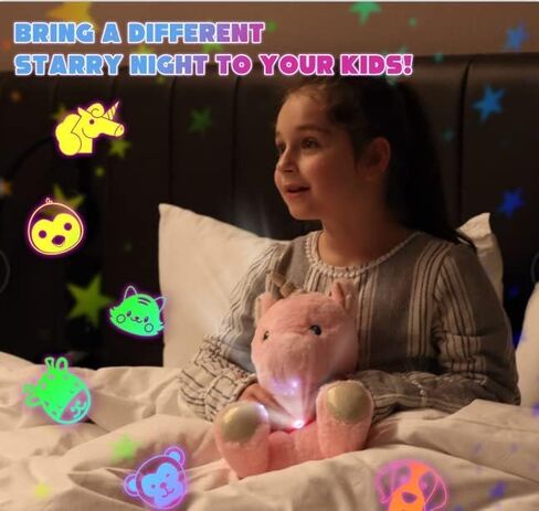 Cuteoy Plush Pink Unicorn Star Projector Musical Adjustable Singing Night Light Stuffed Animals Glowing Plushies Toy Gifts for Kids Birthday Easter Christmas,13'' in Saudi Arabia