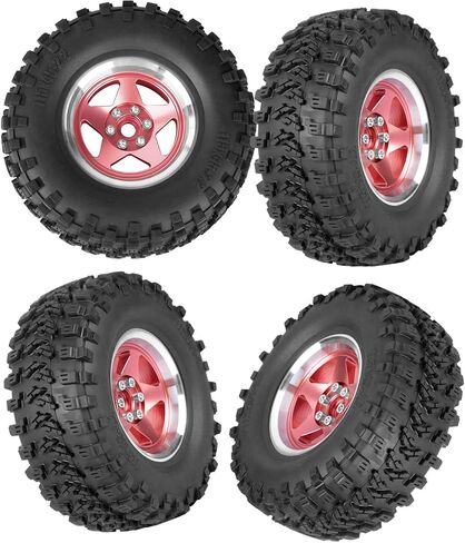 Rc 2.2 Wheel Rims Tires Wheels for 1/8 1/10 SCX10 SCX10 II 90046 SCX10 III TRX4 TRX6 D90 VS4-10 Gen8 MST CFX RC Crawler Car,Aluminum RC 2.2 Beadlock Wheel,Black in Kuwait