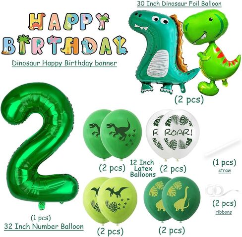 Dinosaur 3rd Birthday Decorations, Large Dinosaur Foil Balloons,Happy Birthday Banner,Number 3 Balloon,Dinosaur Printed Latex Balloons for Girl Boy 3rd Birthday Party Decorations Baby Shower Supplies in Saudi Arabia