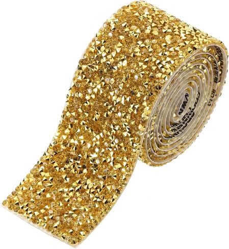 MECCANIXITY Rhinestone Ribbon, 1.6 Inch 1 Yards Crystal Rhinestone Ribbon Trim Self Adhesive Glitter Tape Roll Bling for Crafting, Silver in Kuwait