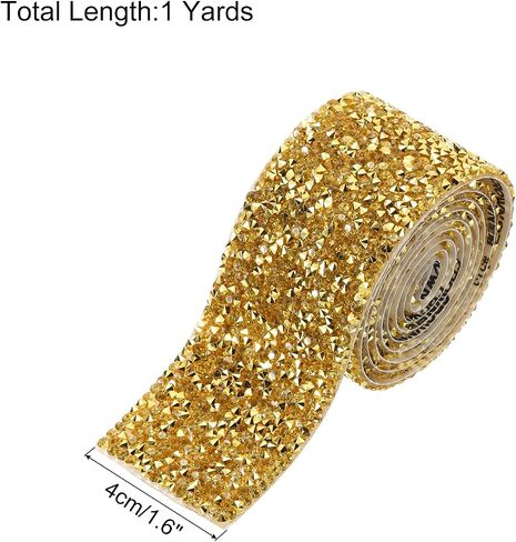 MECCANIXITY Rhinestone Ribbon, 1.6 Inch 1 Yards Crystal Rhinestone Ribbon Trim Self Adhesive Glitter Tape Roll Bling for Crafting, Silver in Kuwait