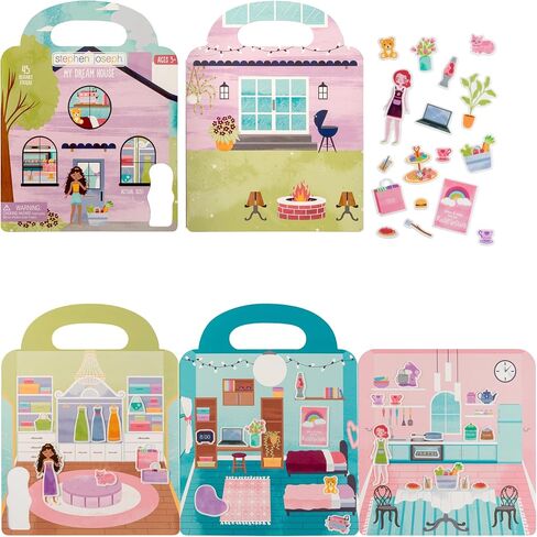 Stephen Joseph, Reusable Sticker Book for Kids Tri-Fold Scene, Preschool Learning Activities for Toddlers Ages 3-6 Birthday Gift, Travel Game for Kids, Dream House in Saudi Arabia