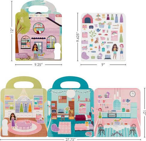 Stephen Joseph, Reusable Sticker Book for Kids Tri-Fold Scene, Preschool Learning Activities for Toddlers Ages 3-6 Birthday Gift, Travel Game for Kids, Dream House in Saudi Arabia