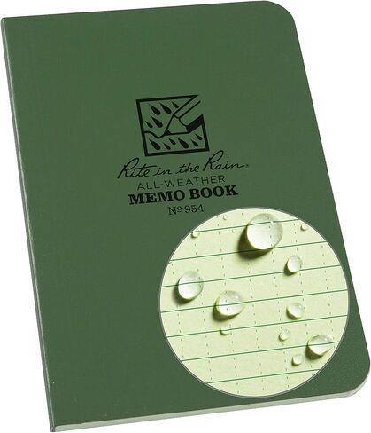 Rite in the Rain Weatherproof Soft Cover Pocket Notebook, 3 1/2" x 5", Green Cover, Universal Pattern (No. 954) in Kuwait