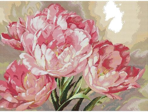 CROSSDECOR Stamped Cross Stitch Kits Full Range of DIY Needlepoint for Adult Beginners Pattern, for Gift and Home Decor 14CT 2 Strands Malus Spectabilis,19.3×14.9 inch in Saudi Arabia