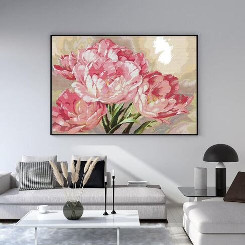 CROSSDECOR Stamped Cross Stitch Kits Full Range of DIY Needlepoint for Adult Beginners Pattern, for Gift and Home Decor 14CT 2 Strands Malus Spectabilis,19.3×14.9 inch in Saudi Arabia