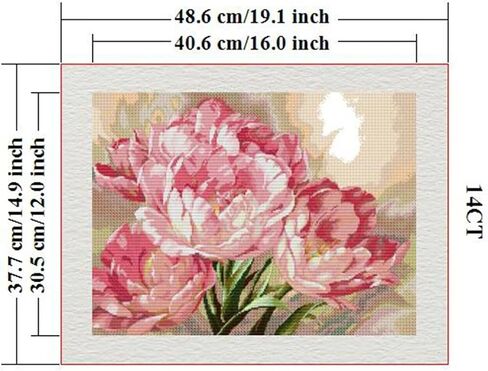 CROSSDECOR Stamped Cross Stitch Kits Full Range of DIY Needlepoint for Adult Beginners Pattern, for Gift and Home Decor 14CT 2 Strands Malus Spectabilis,19.3×14.9 inch in Saudi Arabia