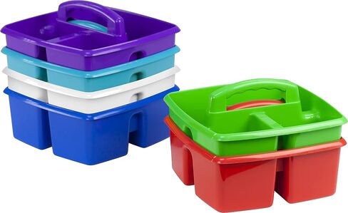 Storex Classroom Caddy, 9.25 x 9.25 x 5.25 Inches, Assorted Colors, Color Assortment Will Vary, Case of 6 (00940U06C), Small Caddy in Saudi Arabia