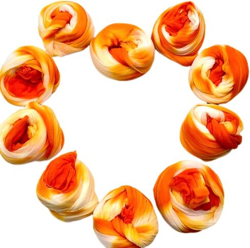 10PC Nylon Stockings Flower Mesh Flower Tensile Nylon Stocking,for DIY Flower Making Crafts Supplies Accessory(Orange White)60CM, CSNLH-C14 in Saudi Arabia