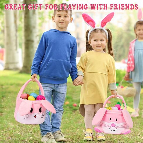 3 سلال أرنب عيد الفصح ، سلال أرنب عيد الفصح ، قماشية عيد الفصح ، الأكياس ، الأكياس ، وأحزاب عيد الفصح ، تلعب حفلات الزخرفة للفتيات الفتيات (3 عبوات) in Kuwait