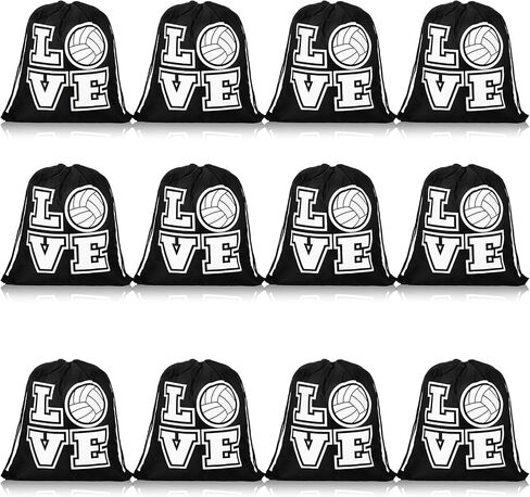 Shappy 12 Pieces Small Sport Drawstring Bags Candy Bag Sport Party Drawstring Goodie Favor Supplies Gifts(Volleyball,10 x 12 Inch) in Saudi Arabia