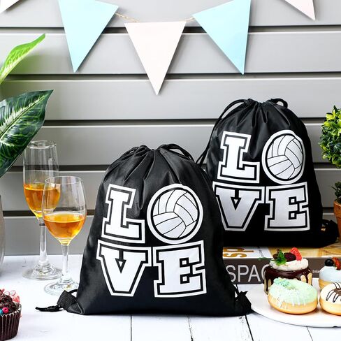 Shappy 12 Pieces Small Sport Drawstring Bags Candy Bag Sport Party Drawstring Goodie Favor Supplies Gifts(Volleyball,10 x 12 Inch) in Saudi Arabia