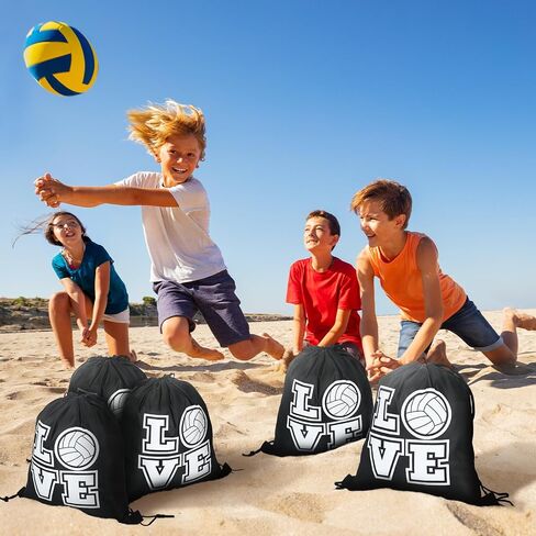 Shappy 12 Pieces Small Sport Drawstring Bags Candy Bag Sport Party Drawstring Goodie Favor Supplies Gifts(Volleyball,10 x 12 Inch) in Saudi Arabia