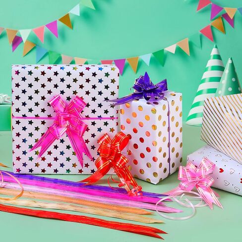 xunhewi Birthday Wrapping Paper Roll - Iridescent Gift Wrapping Paper 6 Rolls - 17 inch x 120 inch Mini Roll Gold Foil Design 6 Pack Bows for Gift Wapping for Birthday, Party, Holiday in Saudi Arabia