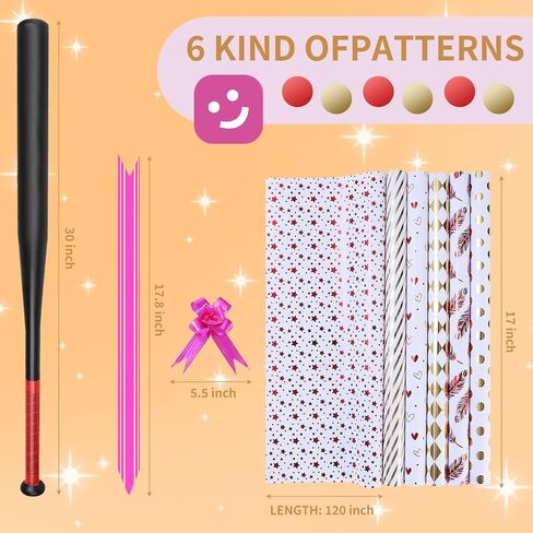 xunhewi Birthday Wrapping Paper Roll - Iridescent Gift Wrapping Paper 6 Rolls - 17 inch x 120 inch Mini Roll Gold Foil Design 6 Pack Bows for Gift Wapping for Birthday, Party, Holiday in Saudi Arabia