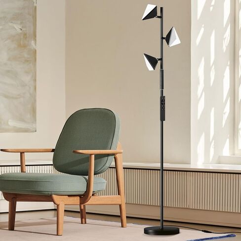 ROTTOGOON LED Tree Floor Lamp, 36W Dimmable Tall Standing Lamp with Remote & Touch Control, 2700K-6500K 4 Color Temperatures, 3 Rotatable LED Lights Floor Lamps for Living Room, Bedroom, Office in Saudi Arabia