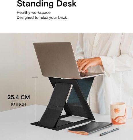 Moft Polding Captop Stand Lap Desk و Mini Computer حامل كمبيوتر محمول للسفر والمكتب المنزلي ، تصميم مريح مع زوايا مشاهدة قابلة للتعديل ، تبريد الكمبيوتر خفيفة الوزن ، أسود in Kuwait