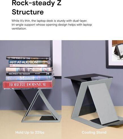 Moft Polding Captop Stand Lap Desk و Mini Computer حامل كمبيوتر محمول للسفر والمكتب المنزلي ، تصميم مريح مع زوايا مشاهدة قابلة للتعديل ، تبريد الكمبيوتر خفيفة الوزن ، أسود in Kuwait