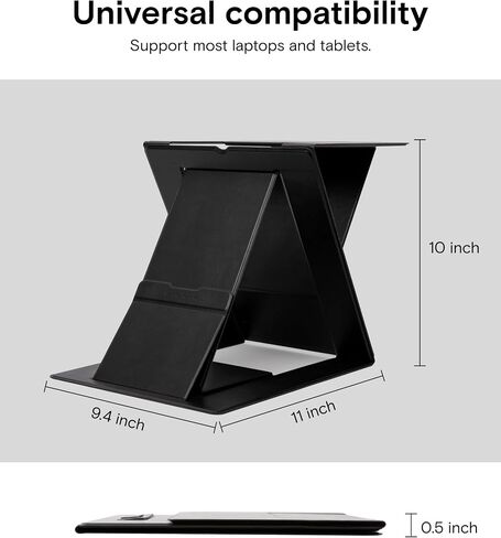 Moft Polding Captop Stand Lap Desk و Mini Computer حامل كمبيوتر محمول للسفر والمكتب المنزلي ، تصميم مريح مع زوايا مشاهدة قابلة للتعديل ، تبريد الكمبيوتر خفيفة الوزن ، أسود in Kuwait