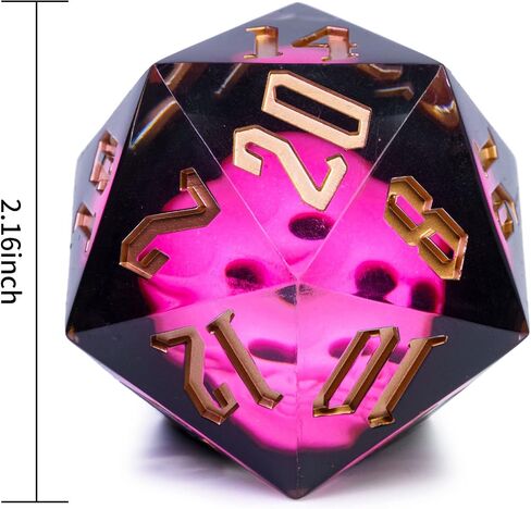 Cusdie Large D20 Dice 55mm with Sharp Edges, D&D 20 Sided Dice, Handmade Dice DND Giant D20 for Dungeons and Dragons RPG, Table Games(Green Skull) in Kuwait