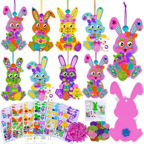 Winlyn 24 Sets Easter Bunny Crafts Kits Diy Bunny Olments Decorations Decorations Mongorted Rabbit Foam Foam Arts and Crafts for Kids Spring Home Classroom Project Project Project