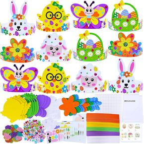 Winlyn 24 Sets Spring Craft Kits Easter Crafts Diy Easter Beachbelds Craft Kits Bunny Chick Lamb Butterfly Flower Foam Foam Foam Arts and Crafts for Kids Classroom Actors Party Party