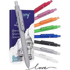 1.0mm 8Pcs Retractable Ballpoint Pens, Medium Tip Black Ink, Smooth Writing for Journaling, Note-Taking & Office Use, No Bleed, No Smudge, Comfort Grip