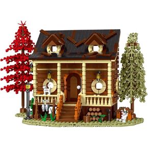 Log Cabin Building Set for Adults 1645pcs: Wood Cabin House Construction Building Blocks Kit, Collectible Display Model for Home Décor, Creative Gift Idea for Nature and Forest Lovers