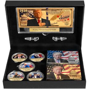 SW 5 PCS Trump 2024 Commemorative Coin, 24k Gold & Silver Playing Card for Collection,A Great Coin and Poker Collecting Gifts for Husband, Father, Friends,Fans，Father's Day and More.(Gold&Silver)