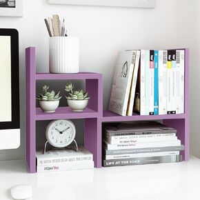 Jerry & Maggie Desktop Organizer Office Storage Rack Adjustable Wood Display Shelf Birthday Gifts Toy Home Decor Free Style Rotation Display True Natural Stand Shelf Violet