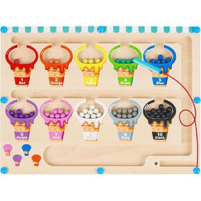 Toddler Toys for Ages 2-4 Girls Boys, Magnetic Color and Number Maze, Montessori Toys for 2 3 Year Old, Wooden Toddler Puzzles Magnets for Kids 3-5, Magnetic Board Toy, Learning Toys Birthday Gifts