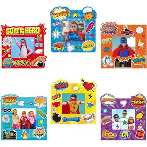 Tendfine 30 Pack Super Super Photo Photo Frame Craft Kits for Kids - Hero Birthday Picture Frame Kits - Party Decoration and Classroom Activity
