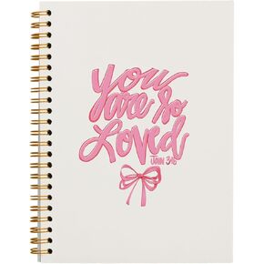 Coquette Pink Bow Notebook Journal, Bible Journal Notebooks for Note Taking, Prayer Journal Christian Notebook for Women, Bible Study Notebook, Spiral Notebook 5.5 x 8.3