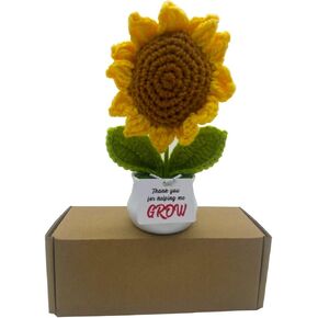 Thank You For Helping Me Grow Handmade Crochet Sunflower，Sunflower Pot With Card For Teacher Gifts