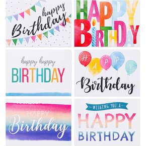 Happy Birthday Cards Assortment with Envelopes, 50pcs Large Mixed Greeting Happy Birthday Card Set for Kids & Adults, Blank Inside, 4x6in Unique Bday Cards in Bulk, Assorted Variety Box Pack