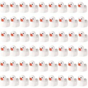 50pcs Tiny Ducks, Mini Resin Ducks White Small Ducks Miniature Ghost Duck Statues Mini Halloween Ducks for Garden Room Animals Figures Decorations Toy