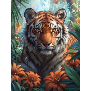 Pavemlo 5D Diamond Art Kits for Adults Tiger, Full Drill Diamond Art Animals Pictures Paint with Diamonds, DIY Cross Stitch Jewel Art Rhinestone Craft for Home Wall Decor 12x16 inch