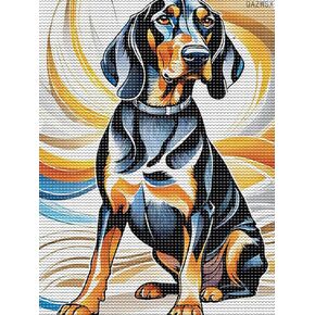 QAZWSX Beautiful Black and Tan Coonhound Diamond Painting Kits for Adults, Animals Diamond Painting 5D DIY Diamond Art Kits Full Drill Diamond for Gift Wall Decor Gem Arts 12x16 inch