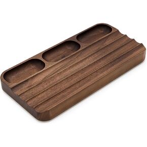 MUUJEE Wooden Desk Organization 4 Piece Set - for Desk Accessories Work Teacher Dad Wood Tray Work Minimalist Rustic