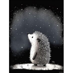 GHYRWQT Diamond Painting Kits for Adults, Cute Hedgehog 5D DIY Diamond Art Kits Full Drill Diamond for Gift Wall Decor Gem Arts Fantastic Animals 12x16 inch