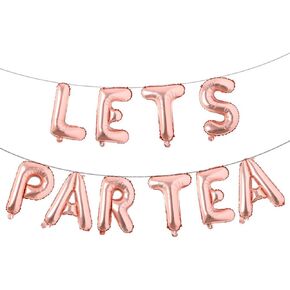 Let's Par Tea Balloons Banner Tea Theme Birthday Party Decorations Teapot Teacups High Tea Party Baby Shower Supplies Multicolor (Lets PAR Tea Rosegold)