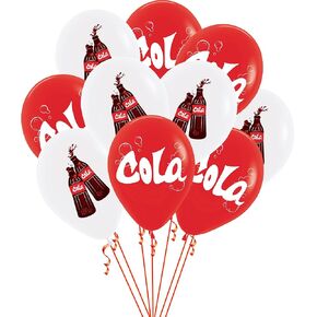 24 Pcs Cola Balloons Red White Latex Soda Balloons for Birthday Party Concert Music Band Bar Stage Decoration Movie Nights Sports Events Party Supplies