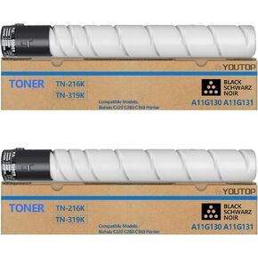 2PK TN-216 TN216 TN-319 TN319 （A11G131） Black Toner Cartridge Compatible for Konica Minolta Bizhub C360 C220 C280 29000 Pages