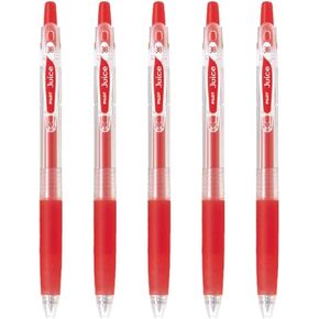 Pilot Juice 038 Retractable Gel Ink Pen (LJU-10UF), Ultra Fine Point, 0.38mm, Red Ink, Set of 5