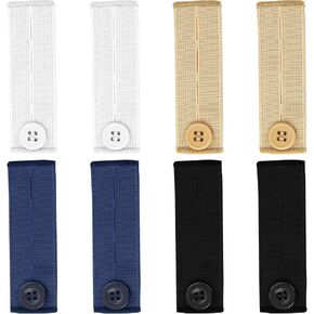 8 Pcs Button Extenders for Jeans Elastic Waistband Extenders Adjustable Elastic Waist Extenders for Pants Pregnancy Pants Extender Pants Extender for Maternity for Men Pregnant Women(4 Colors)