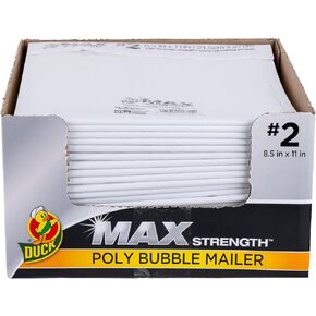Duck Max #2 Poly Bubble Mailer, White, 8.5 inch x 11 inch, 25 Pack