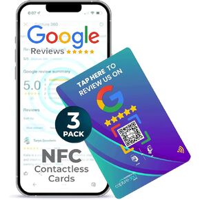 Google Review NFC & QR Tap Card by Capture 360, NFC Instant Review card, All Phones Compatible, Friendly Dashboard, Live Analytics, Reusable Card, Boost Business Feedback (Blue, 2-Pack Google Cards) in Kuwait