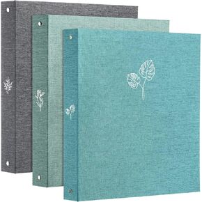 Ctosree 3 Pcs Aesthetic 3 Ring A4 Binder Linen Photocard Binder Large Sturdy Hardcover 2 Large Linen Pockets for Recipe Photo Office and School(Morandi Color,8.5 x 11, 1",Elegant)